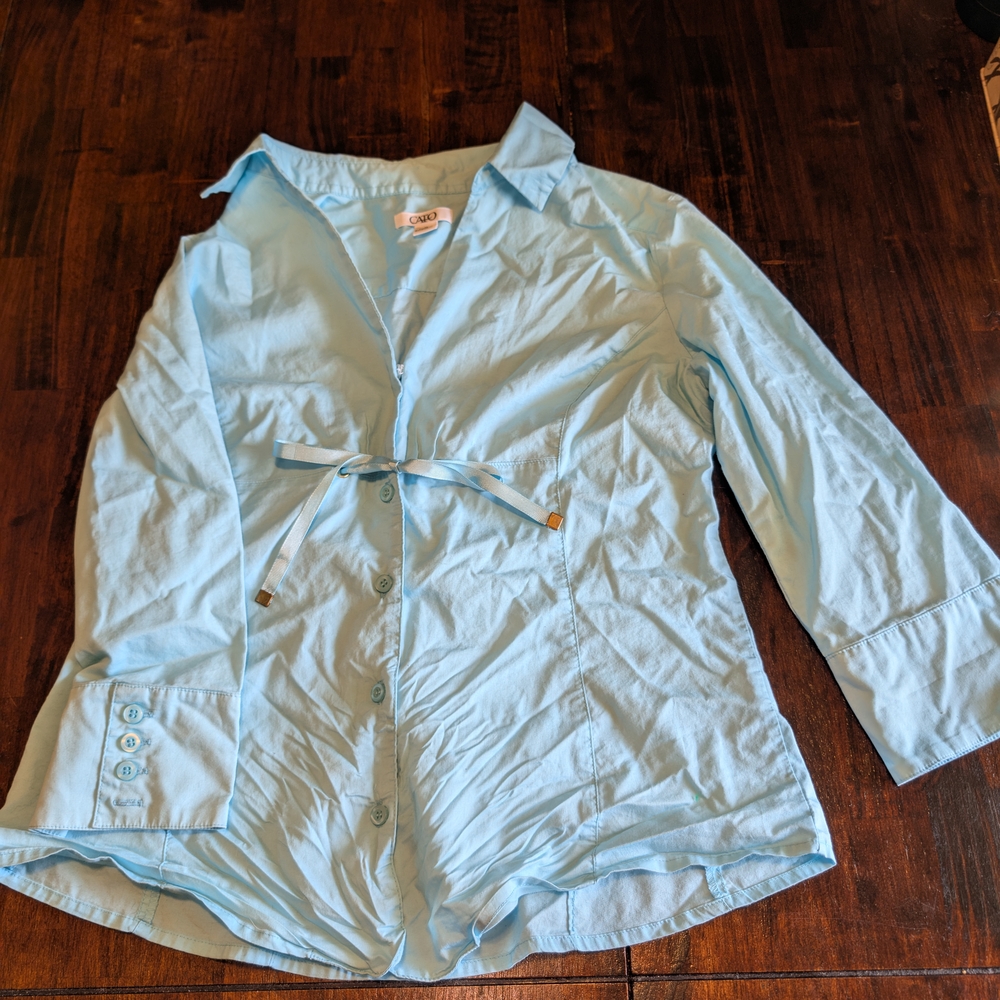 Cato Sky Blue Tie-Waist Shirt